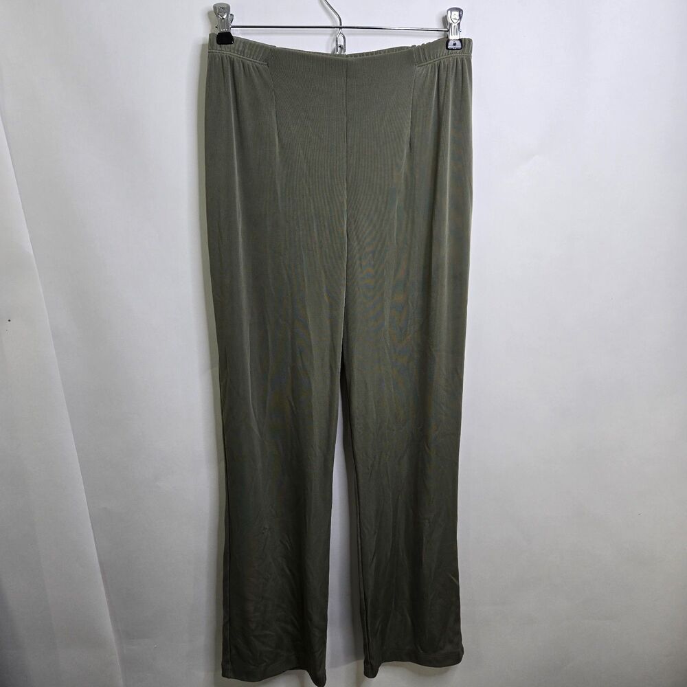 Additions by Chicos Green Knit Pants Womens 1 Short M Elastic Slinky Travelers